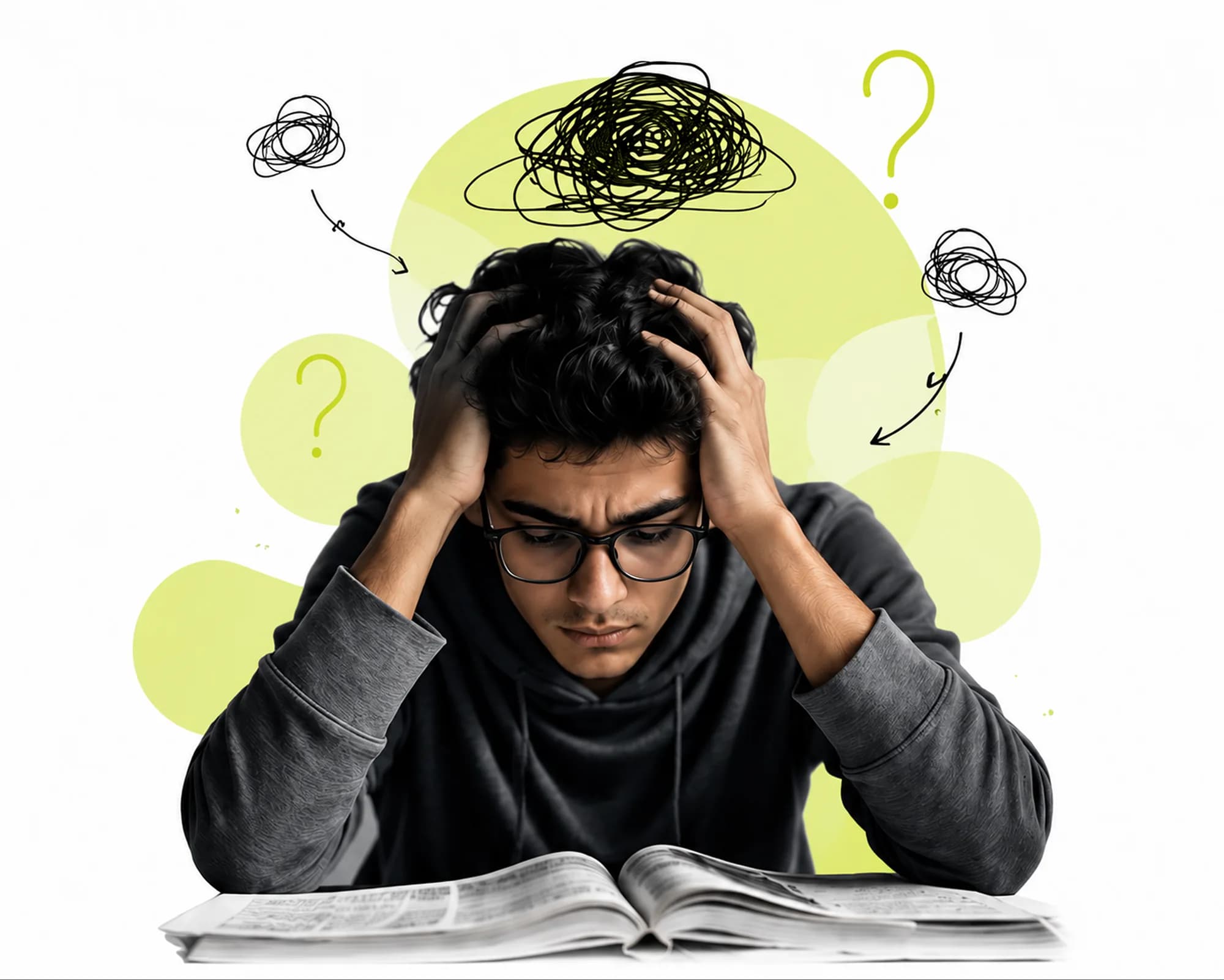طالب يواجه تحديات في الدراسة